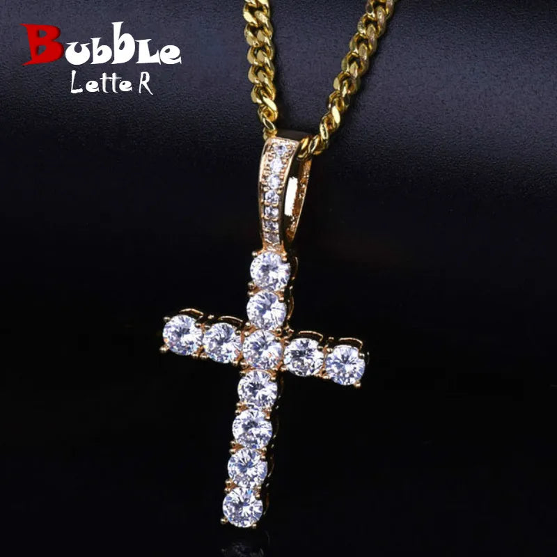 Gold Cross Necklace for Men Pendant Gold Color Copper Material