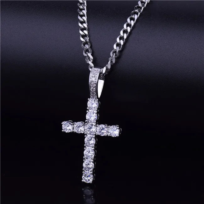 Gold Cross Necklace for Men Pendant Gold Color Copper Material