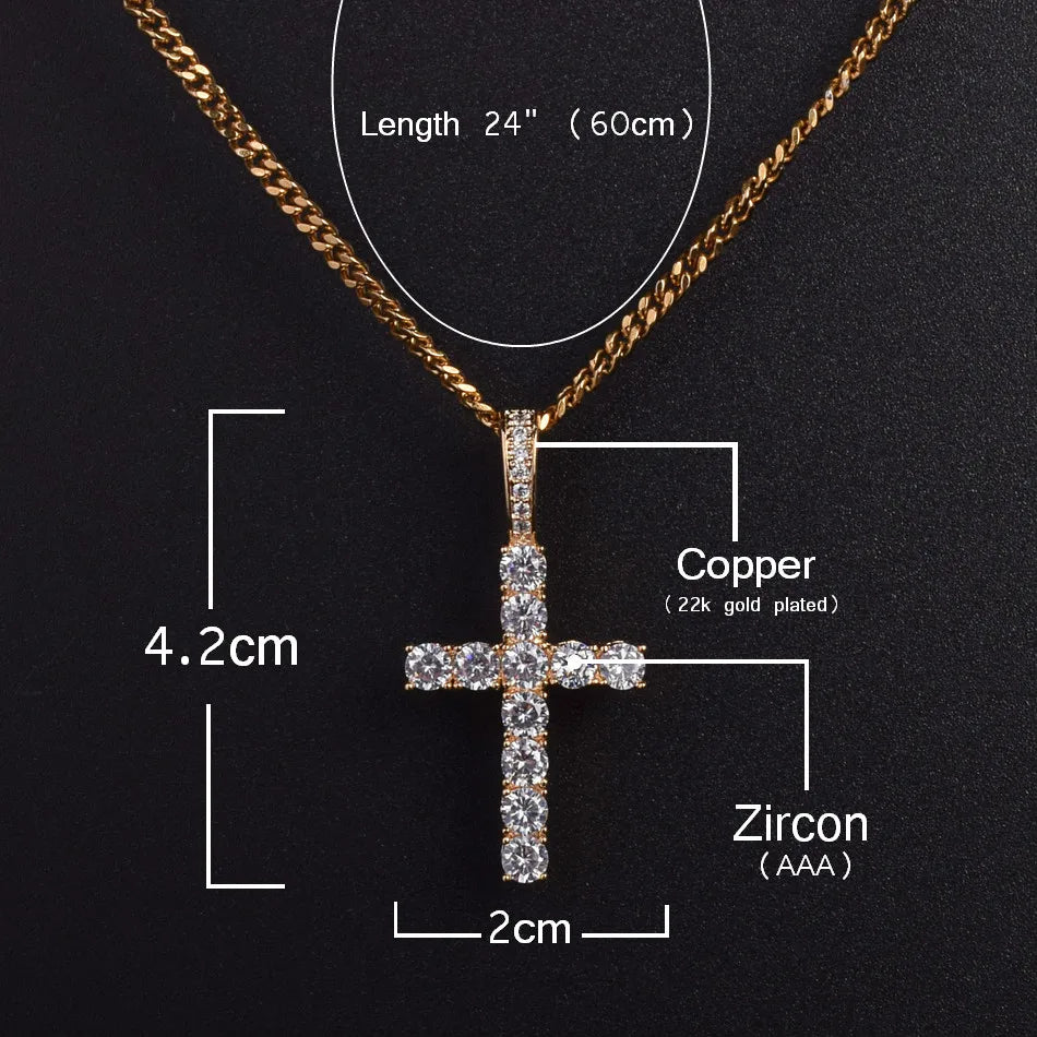 Gold Cross Necklace for Men Pendant Gold Color Copper Material