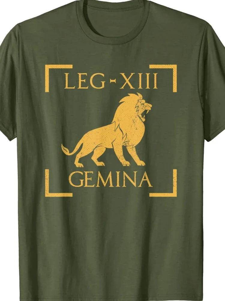 Legio XIII Gemina Lion Emblem Roman Legion Men T-Shirt Short Sleeve Casual 100% Cotton Shirts