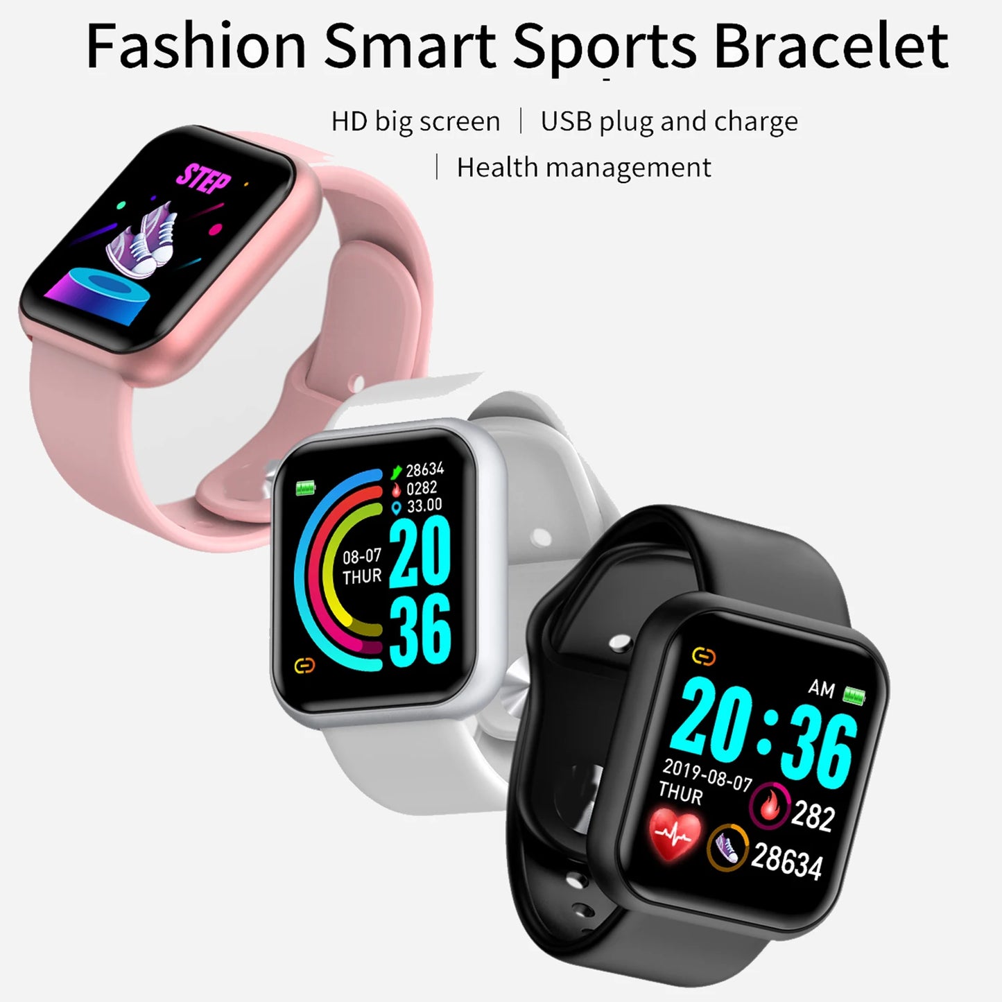 2025 Men Smart Watches Color Screen Bluetooth Woman Fitness Sport Bracelet Health Sleep Monitor Electronic Clock Kid Smartwatch Alarm