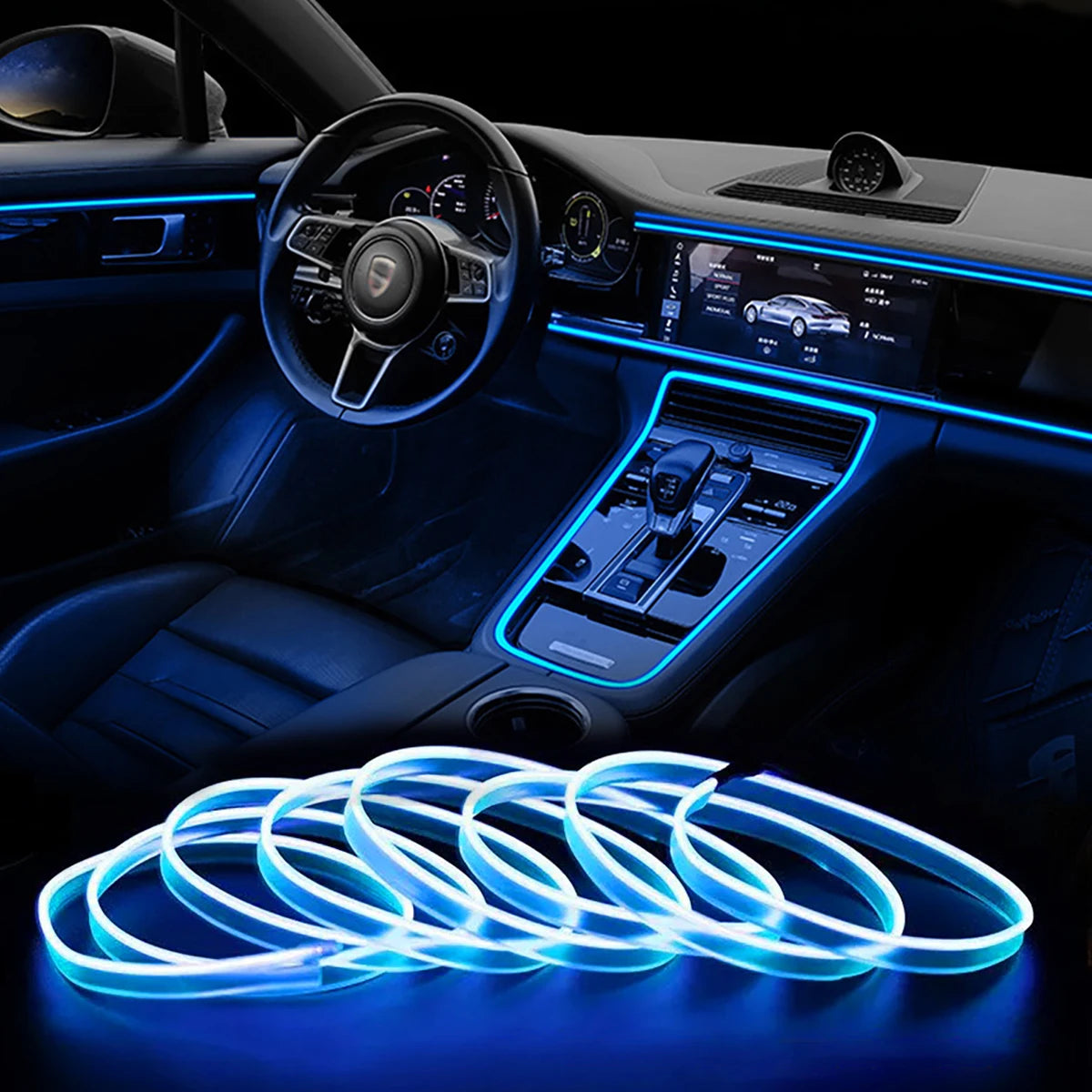 Led Strip Atmosphere Light Blue for DIY Flexible AUTO Interior Lamp Party Decoration Lights Neon Strips USB