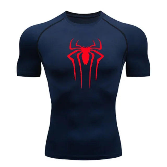 2025 Compression Shirt Men Fitness Gym Super Hero Sport Running T-Shirt Rashgard Tops Tee Quick Dry Short Sleeve T-Shirt For Men Spider